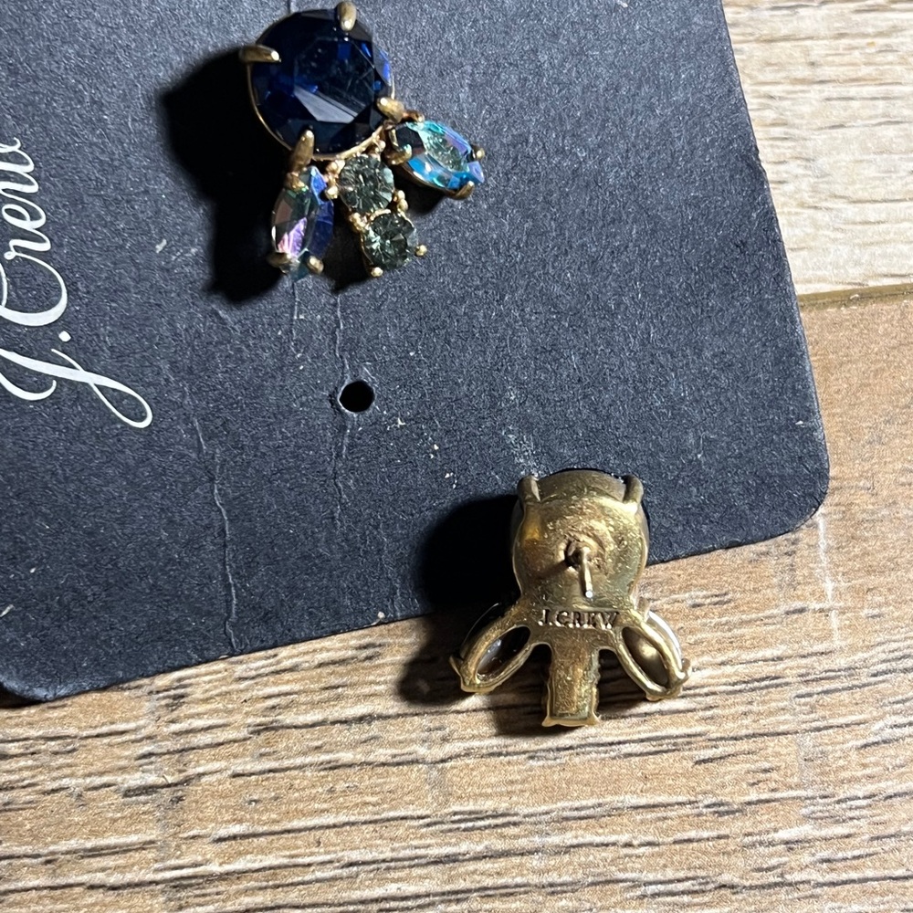 J. Crew Sapphire Blue and Gold Crystal Earrings - Picture 3 of 4